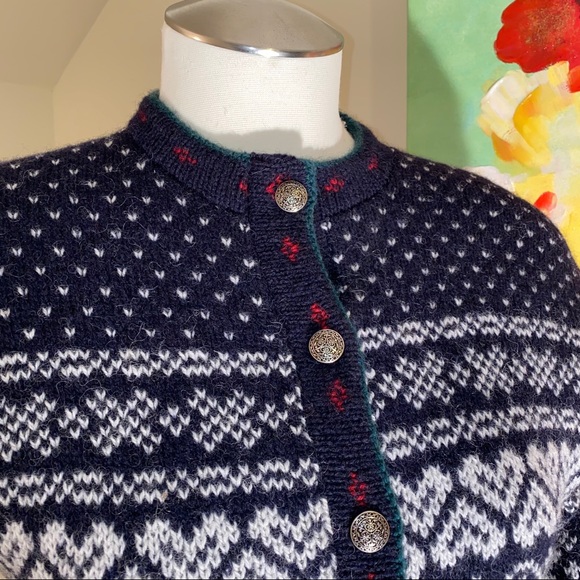 L.L. Bean VTG Preppy Faire Isle Cardigan Sweater - Picture 4 of 6